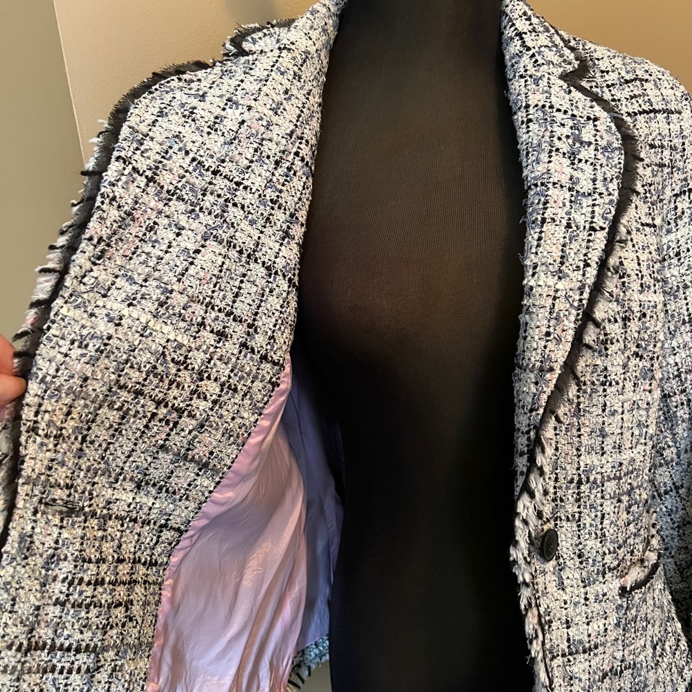 Textured Multi Color One Button Lined Blazer - image 3